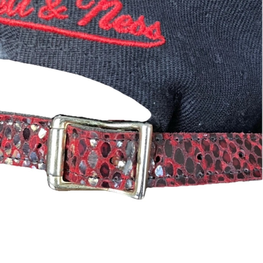 Chicago Bulls Mitchell & Ness Hat Red Faux Snakeskin Brim and Belt Strap NBA Cap - Picture 8 of 8